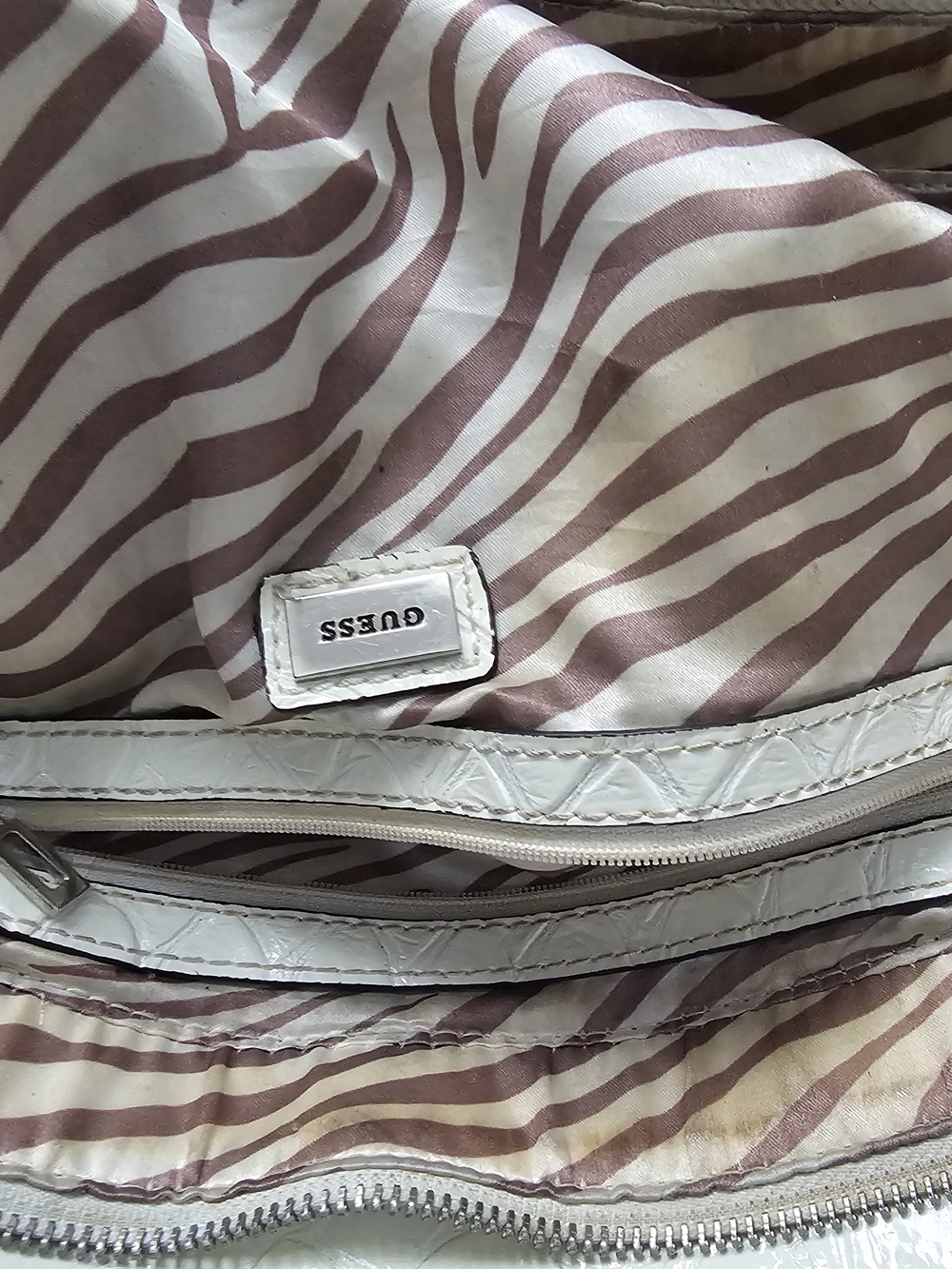 GUESS White Multicolor G-Print Satchel with Silver G Accent - Picture 7 of 8